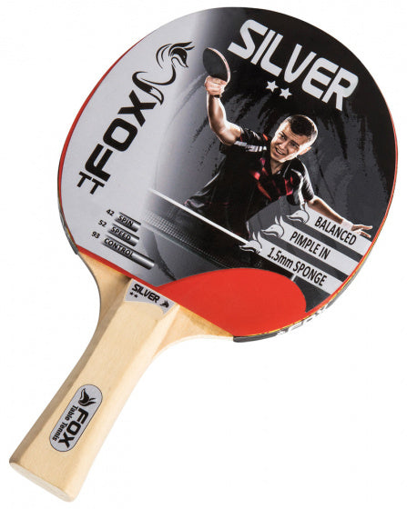 Fox TT Silver 2 étoiles Table Tennisbat 23 cm Blank Red