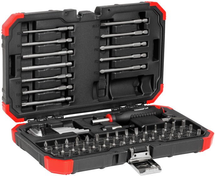 Bitset rojo gedore con destornillador de bit y llaves Allen de 67 piezas