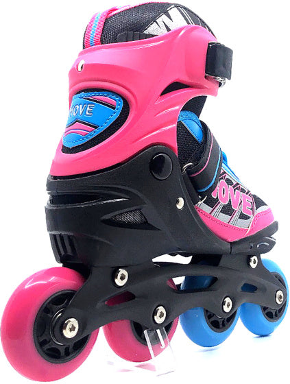 Flytt inline skøyter Rask semi-myk båt justerbar rosa blå størrelse 38-41