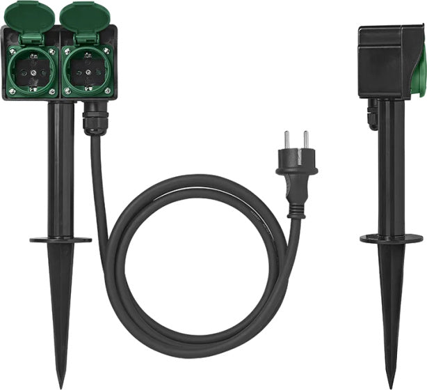 Proplus Garden Socket Schuko 2krát 2 metry 3x2,5 mm² černá