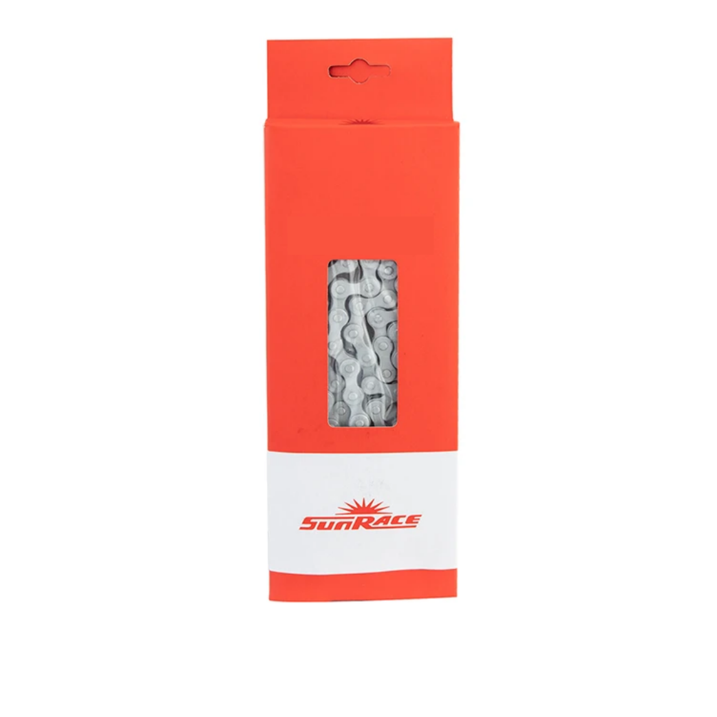Sunracede 9-speed bicycle chain, 116l, silver, lightweight