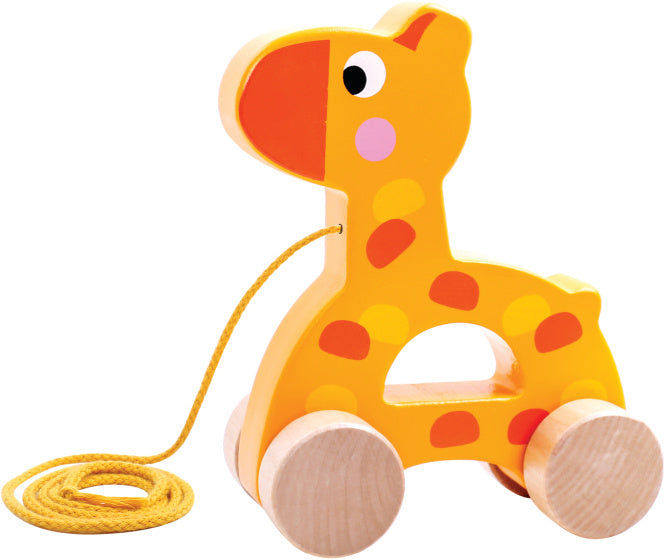 Toky jouet girafe en bois Trek Figure 18 mois jaune orange