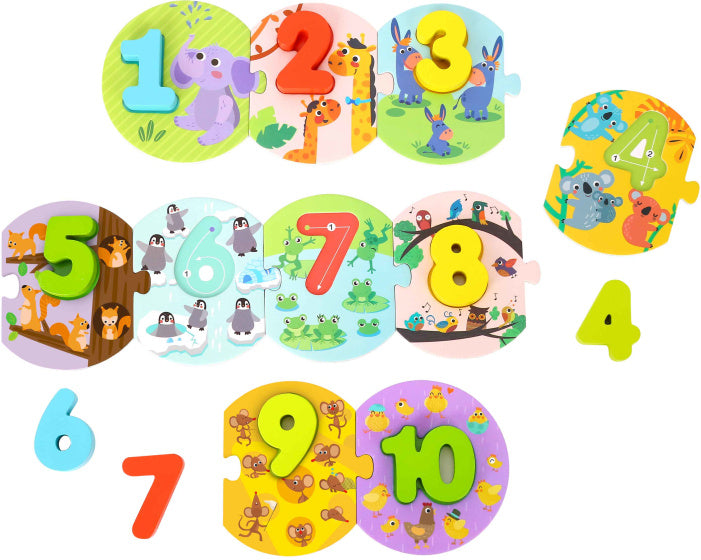 Toky Toy Number Puzzle Uddannelsestræ Legetøj 20-delt