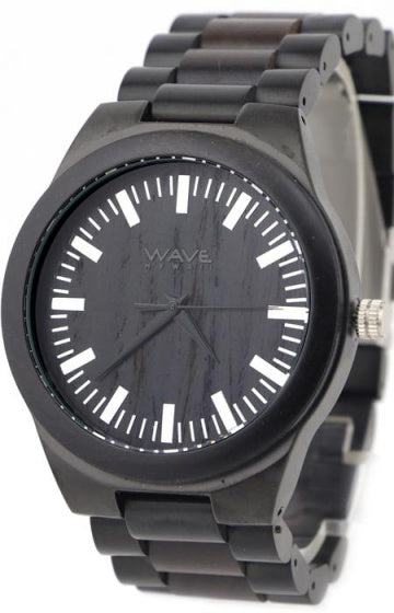 Wave Hawaii Watch Citizen Miyota Men 4,5 cm dřevěná ocel černá