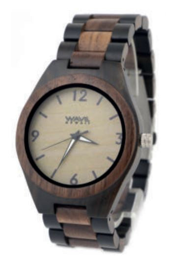 Wave Hawaii Watch Walnut Men 4 cm in pelle in legno marrone
