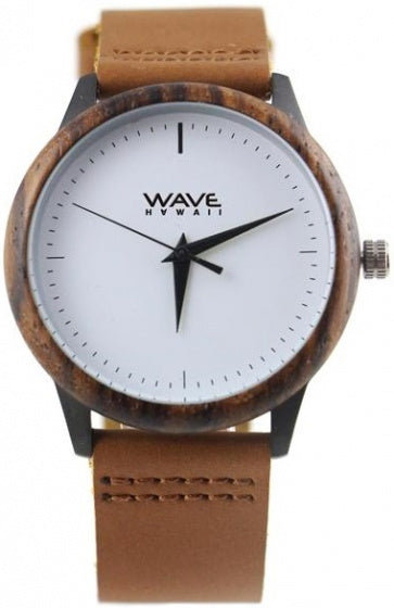 Vague Hawaii Watch Zebra dames 4 cm en cuir en bois marron en marron